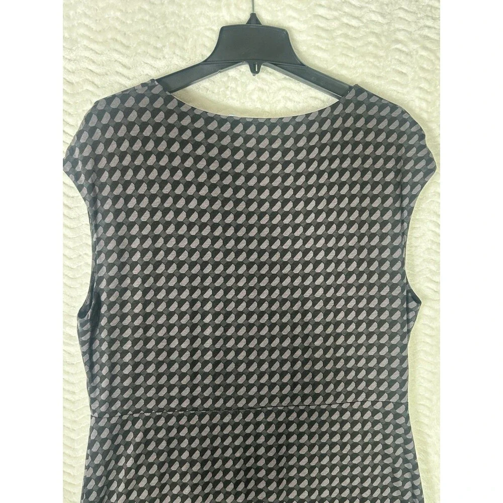 Boden Dress Womens 14L Tall Black Geometric Cowl Neck Jersey Sheath Knee‎ Length